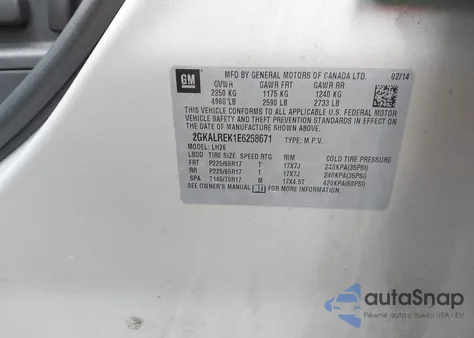 2014 GMC Terrain Sle-2 z USA, uszkodzony, nr VIN 2GKALREK1E6258671